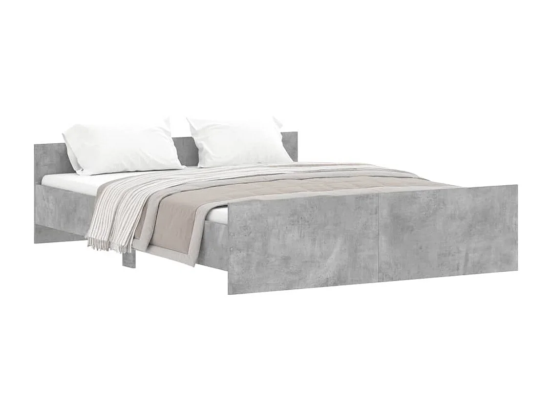 Lit-160x200 cm tête de lit et pied de lit gris béton EGGB73177