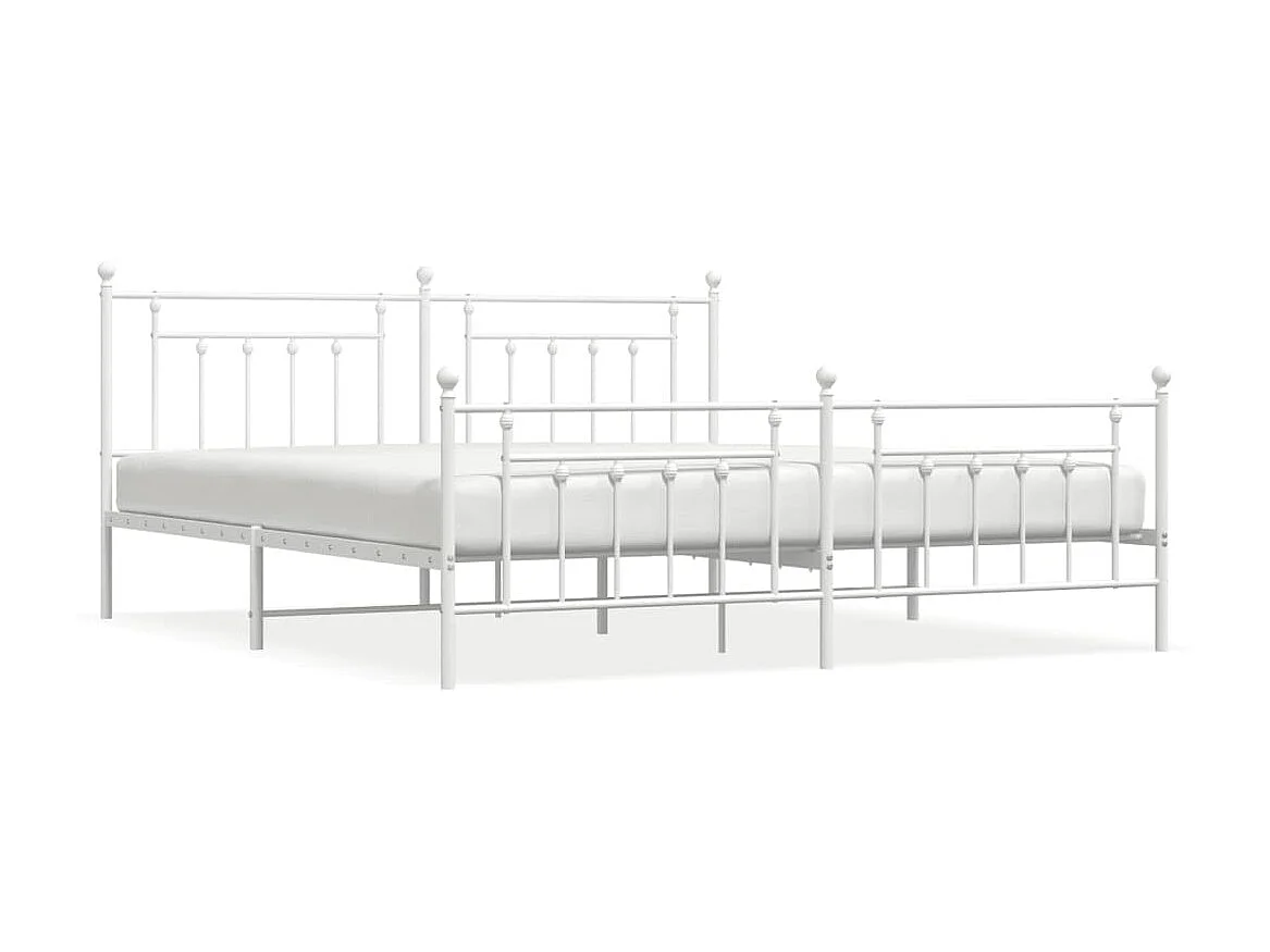 Cama com cabeceira e pés 200x200 cm metal branco PT599756