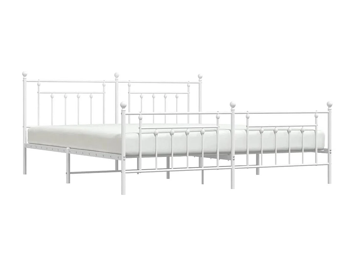 Lit-200x200 cm métal avec tête de lit/pied de lit blanc EGGB82959