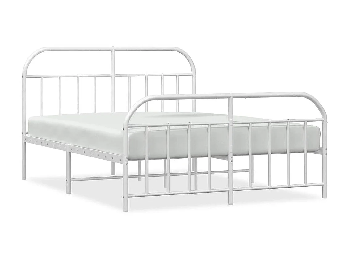 Cama 180x210 cm metal con cabecero y pie cama blanco ES76525
