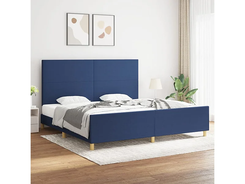Bedframe met hoofdbord stof blauw 200x200 cm NL31347