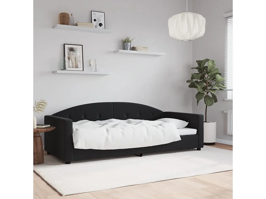 Cama 90x190 cm terciopelo negro ES33329