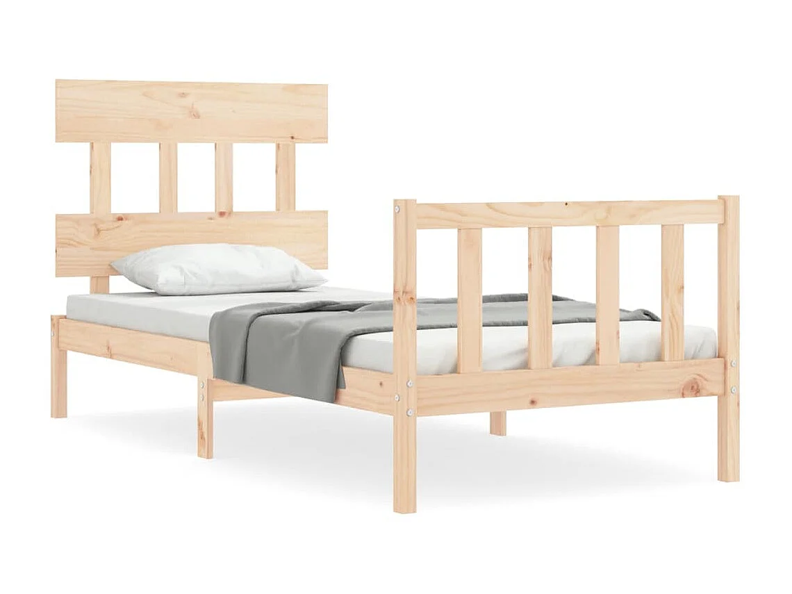 Bedframe met hoofdbord massief hout 90x200 cm NL52913