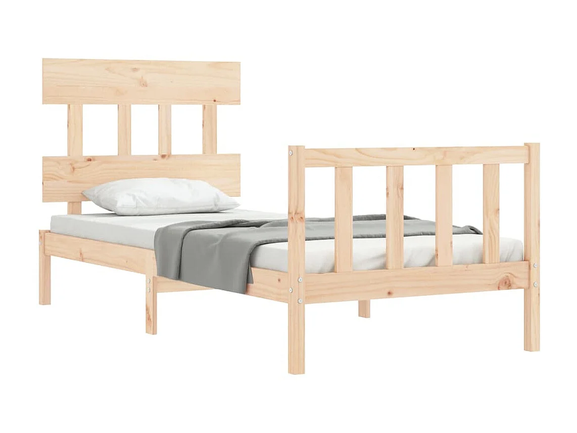Bedframe met hoofdbord massief hout 90x200 cm NL52913