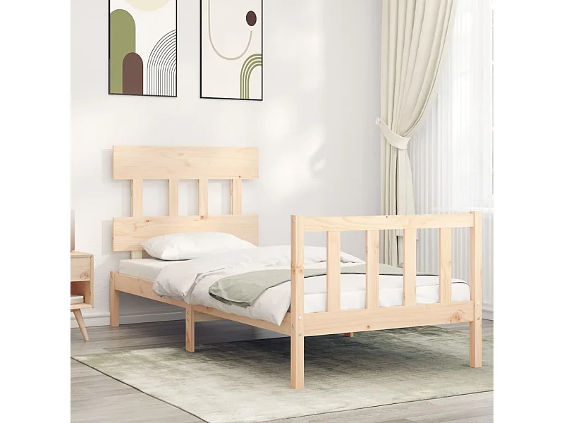 Lit-90x200 cm avec tête de lit bois massif EGGB39556