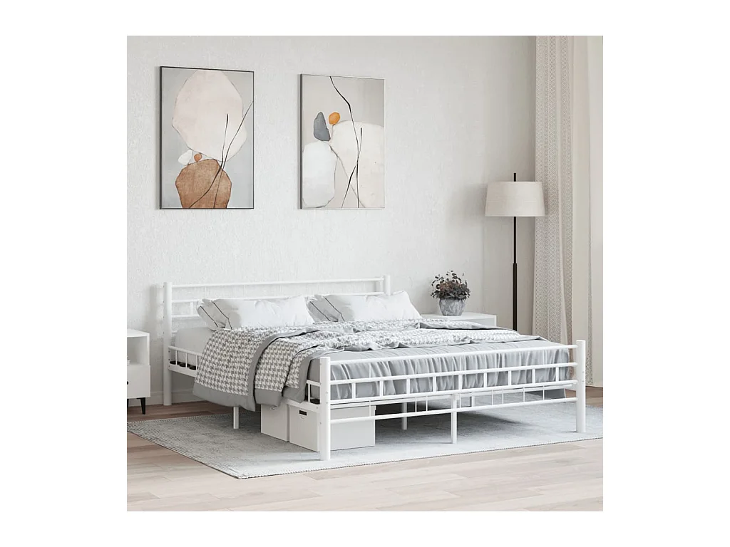 Lit-160x200 cm Blanc Métal EGGB68636