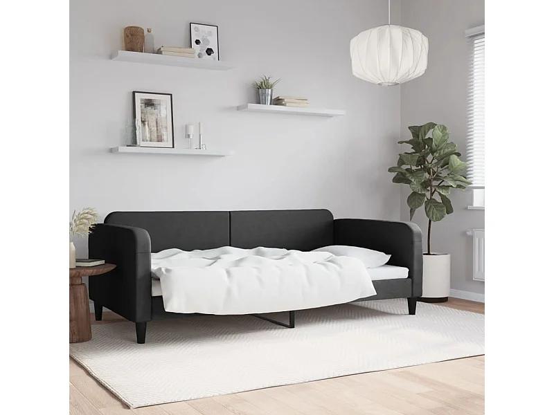 Cama de solteiro 100x200 cm tecido preto PT492763