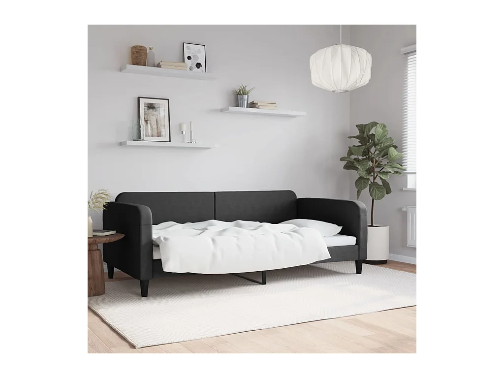 Lit-100x200 cm de repos noir tissu EGGB18788
