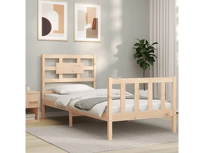 Cama 90x190 cm con cabecero madera maciza ES13840