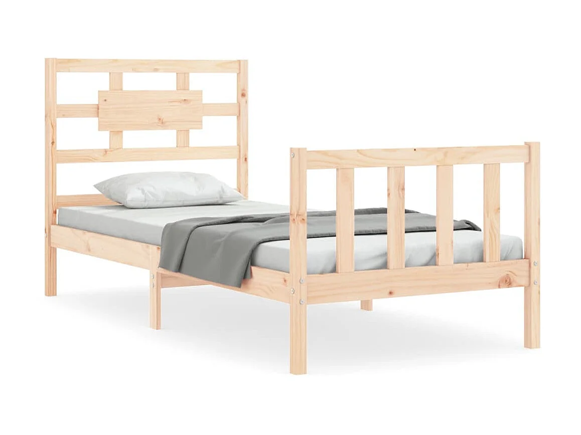 Lit-90x190 cm avec tête de lit simple bois massif EGGB22994