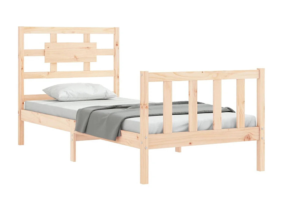 Lit-90x190 cm avec tête de lit simple bois massif EGGB22994