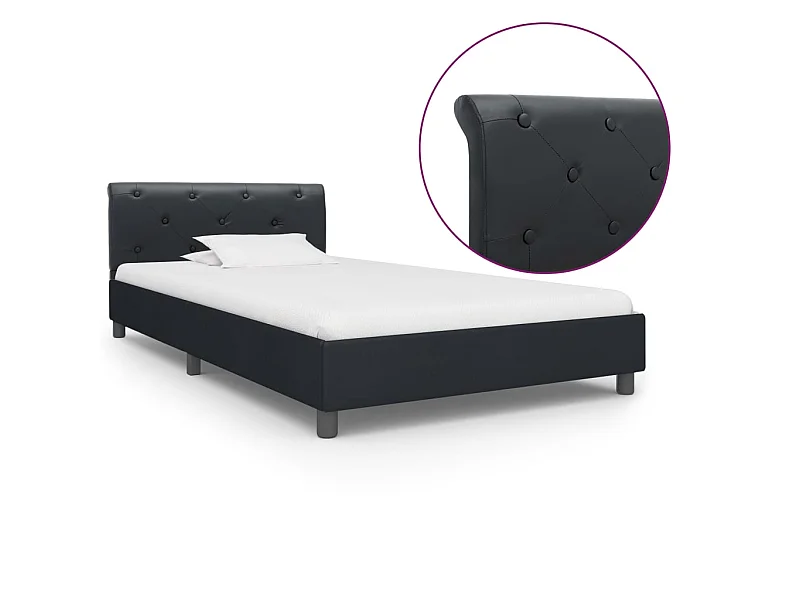 Lit-90x200 cm Noir Similicuir EGGB50924