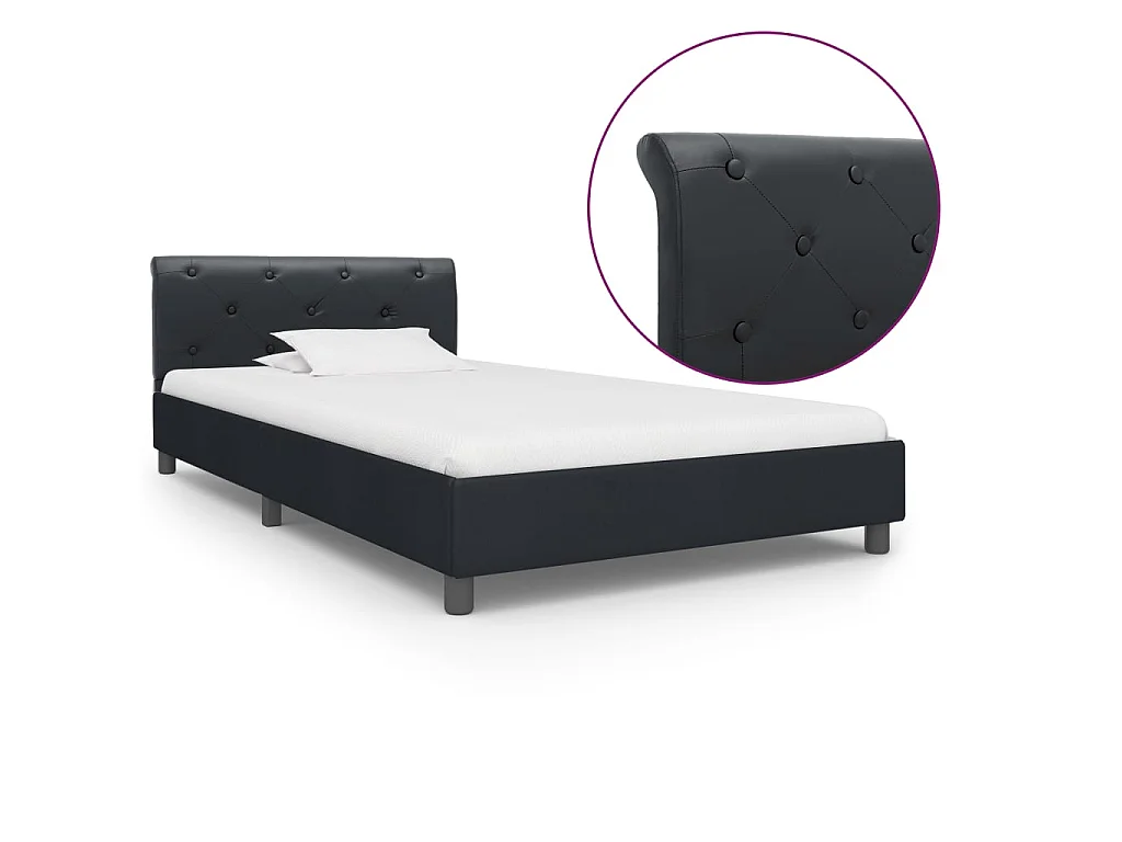 Lit-90x200 cm Noir Similicuir EGGB50924