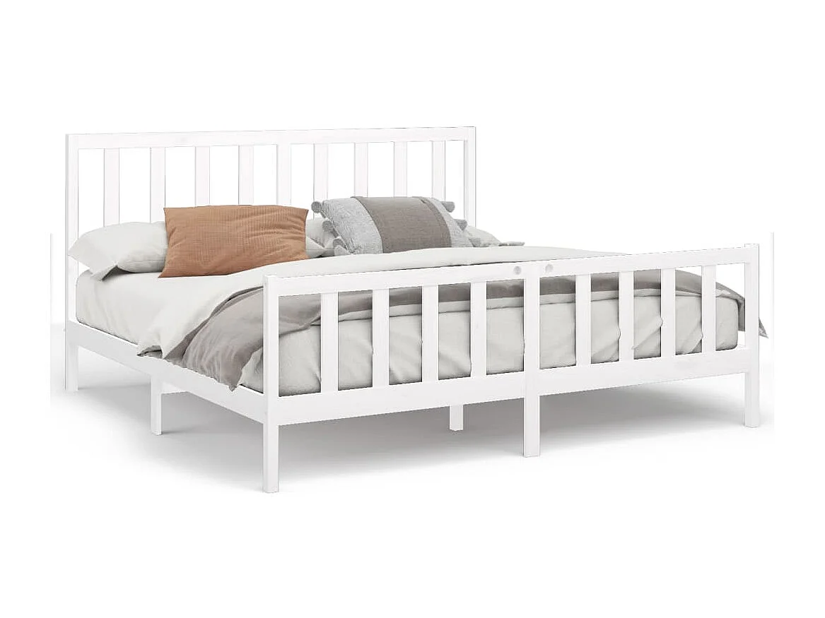 Lit-200x200 cm Blanc Bois de pin massif EGGB58278