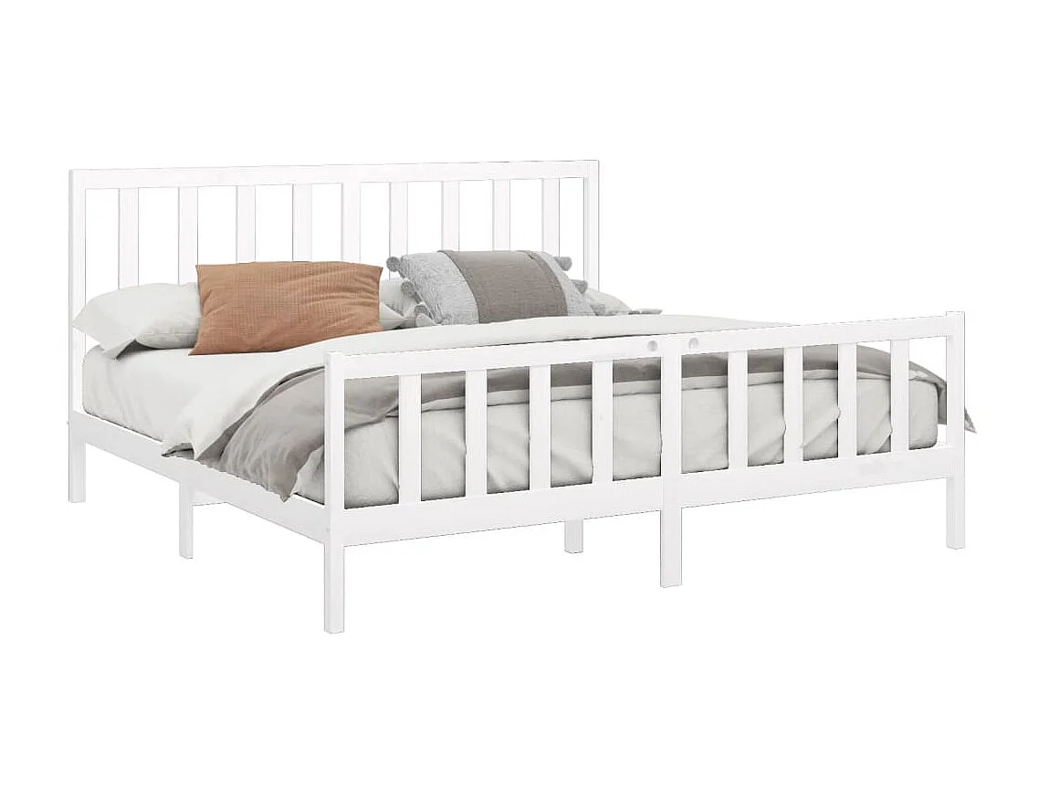 Lit-200x200 cm Blanc Bois de pin massif EGGB58278