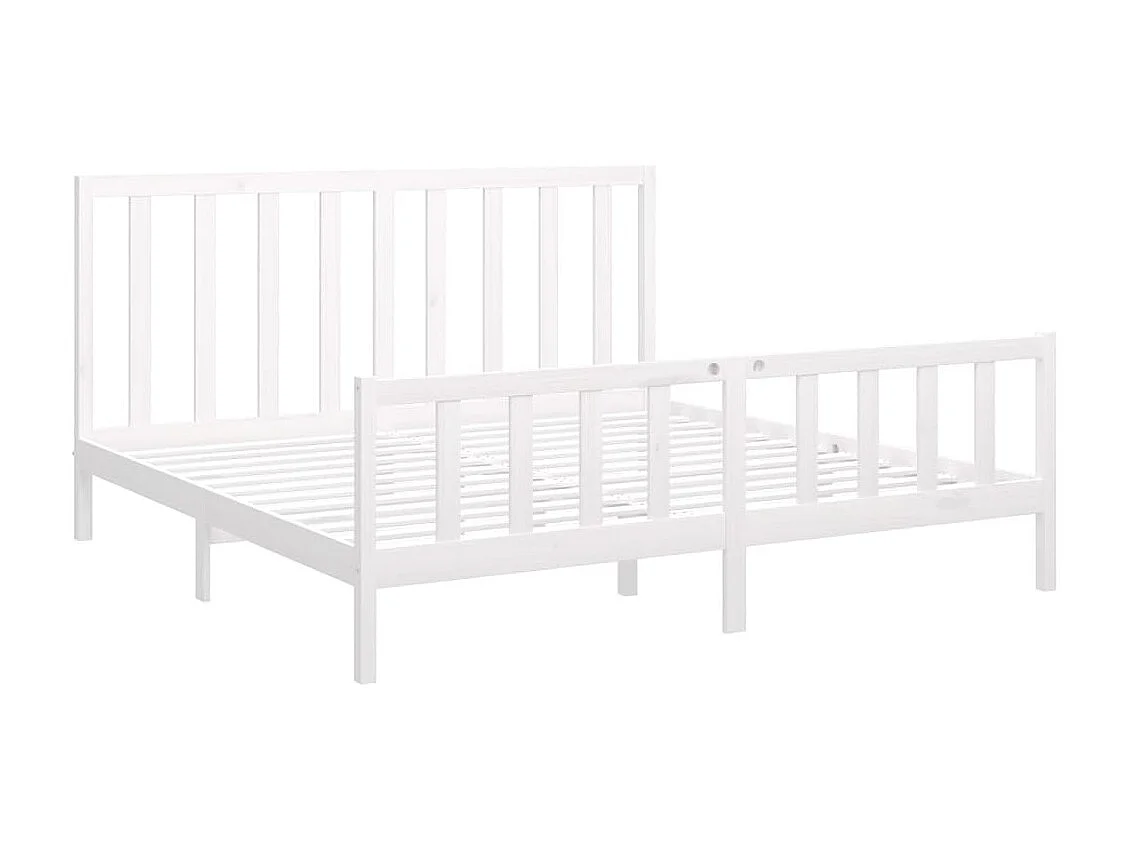 Lit-200x200 cm Blanc Bois de pin massif EGGB58278