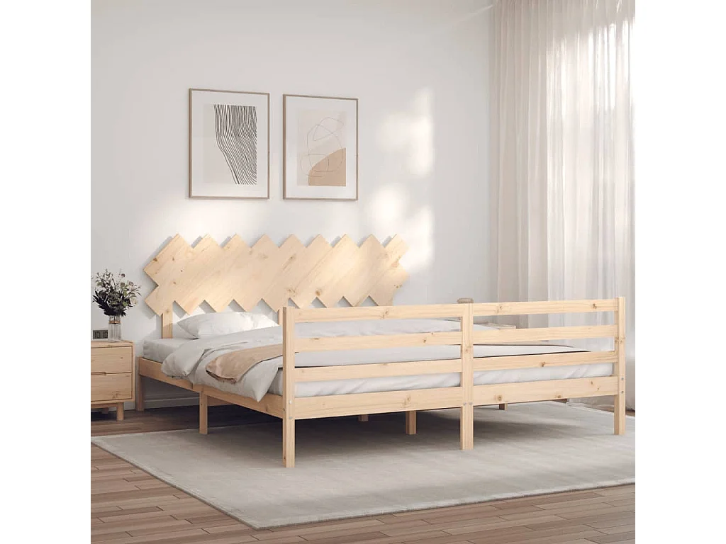 Cama 180x200 cm de matrimonio con cabecero madera maciza ES34964