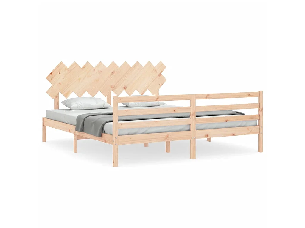 Cama 180x200 cm de matrimonio con cabecero madera maciza ES34964