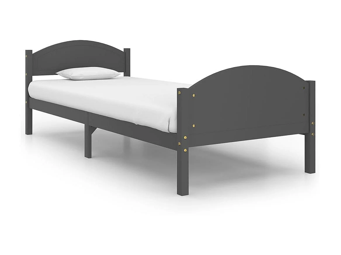 Lit-100x200 cm Gris foncéé Bois de pin massif EGGB78794