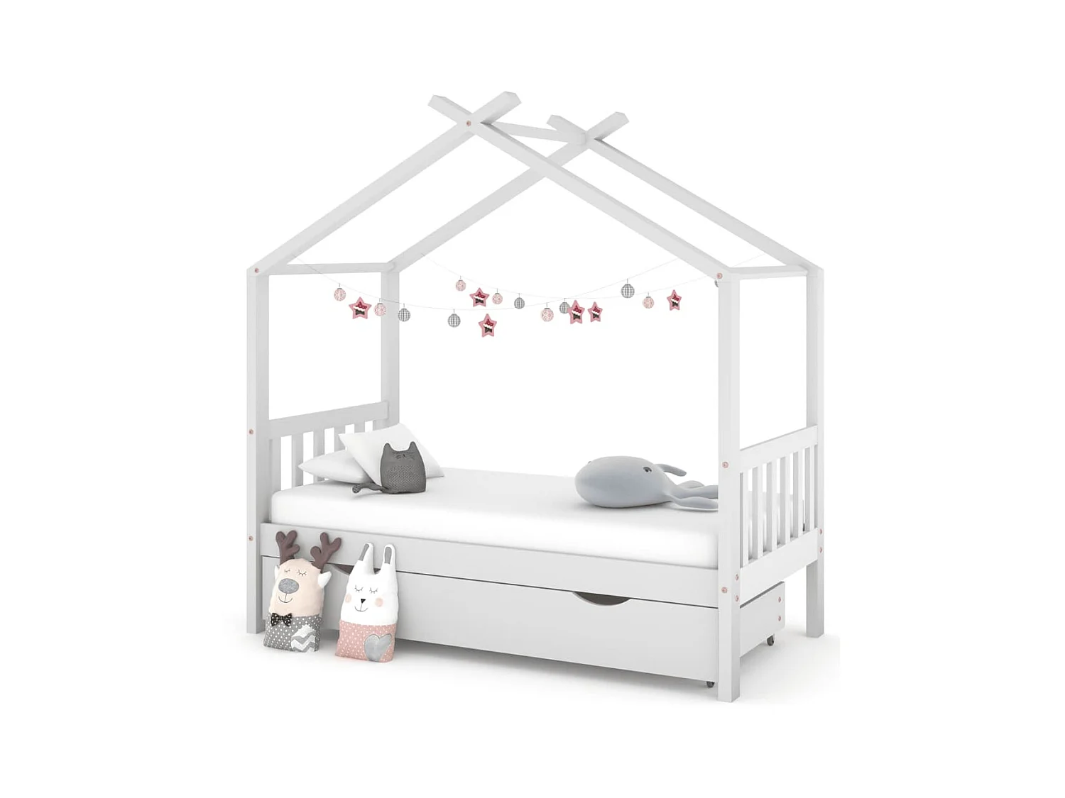 Lit-80x160 cm enfant avec tiroir blanc pin massif EGGB60865