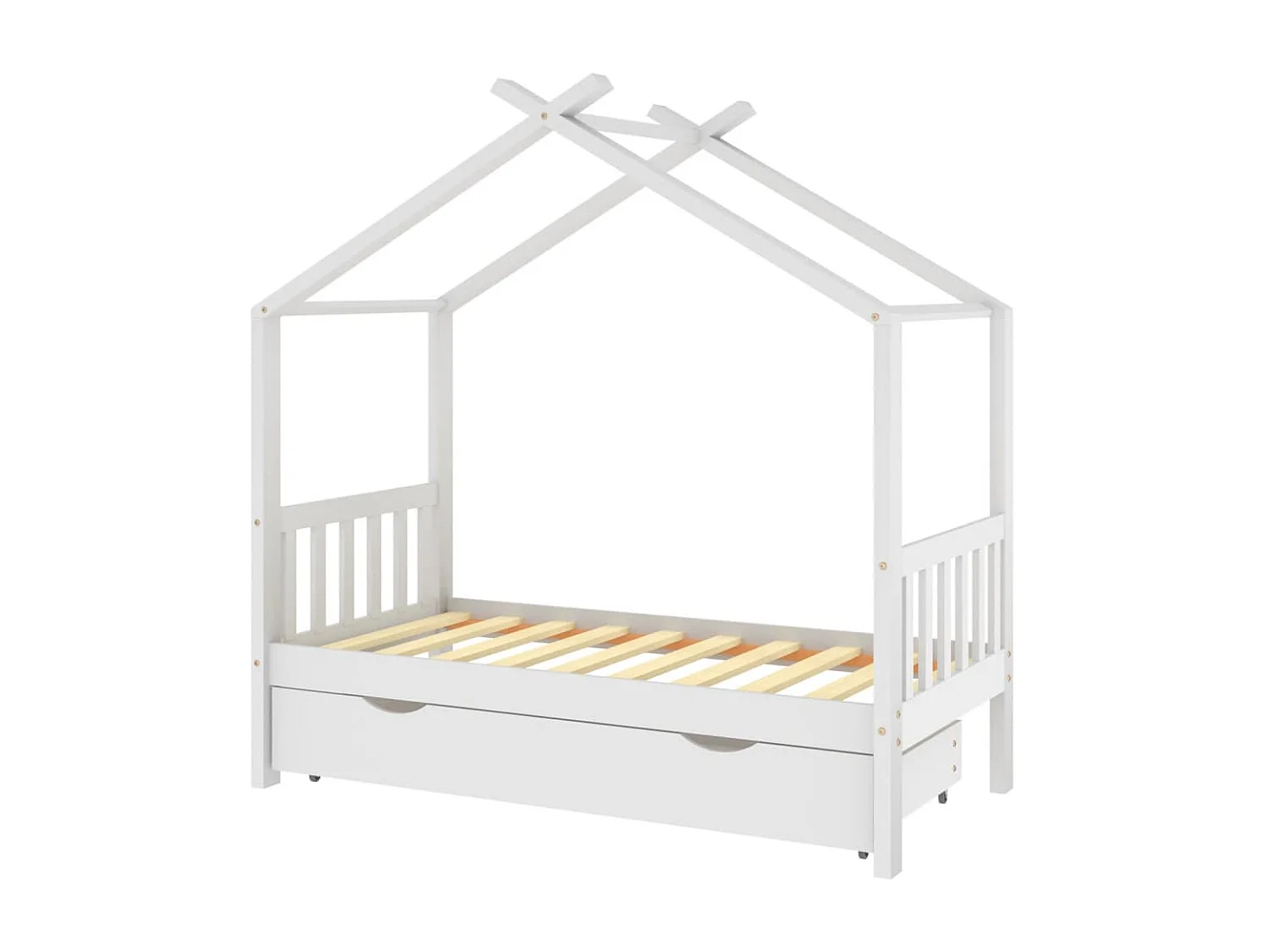 Cama criança c/ gaveta 80x160 cm pinho maciço branco PT576238