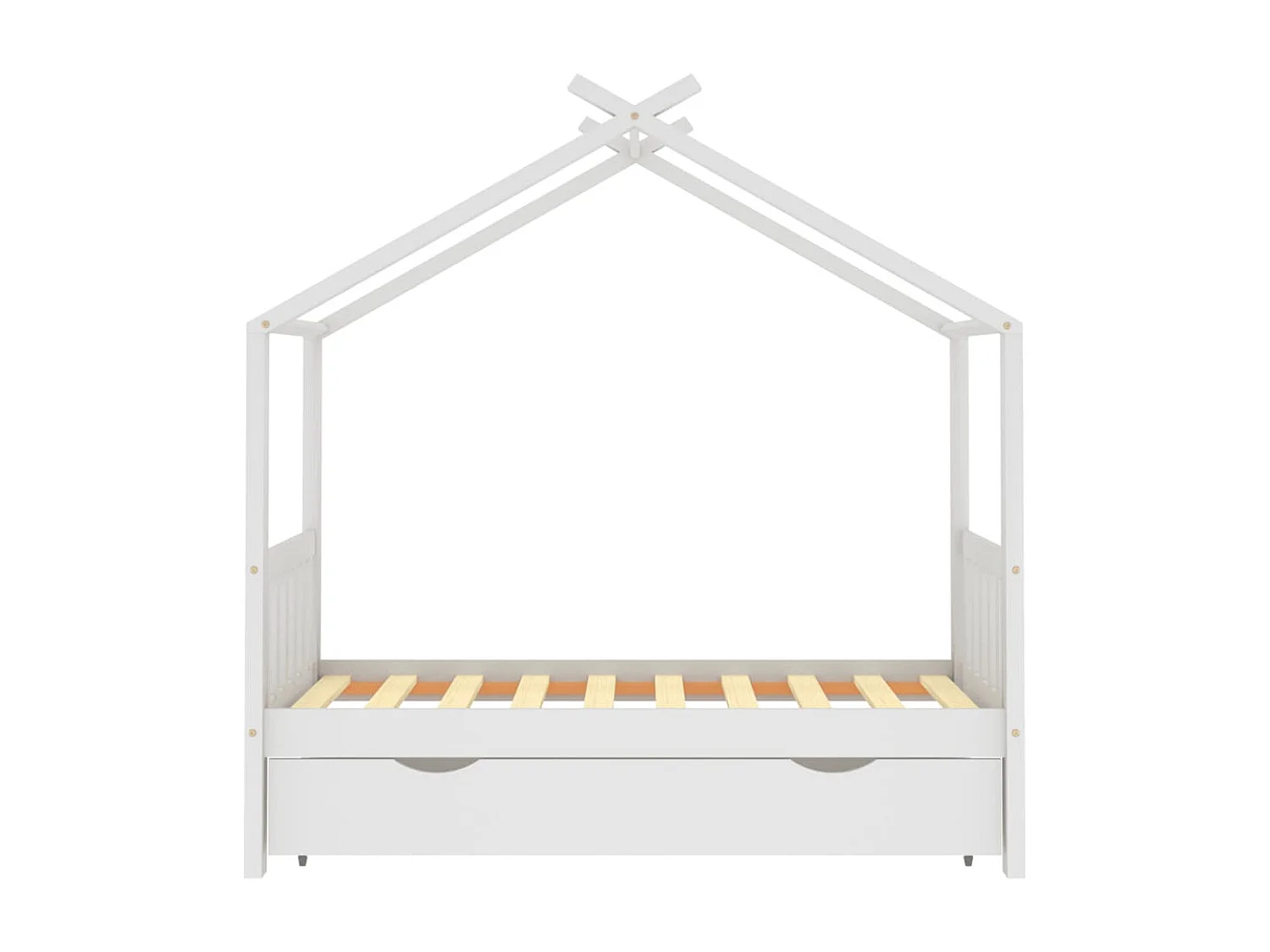 Cama criança c/ gaveta 80x160 cm pinho maciço branco PT576238