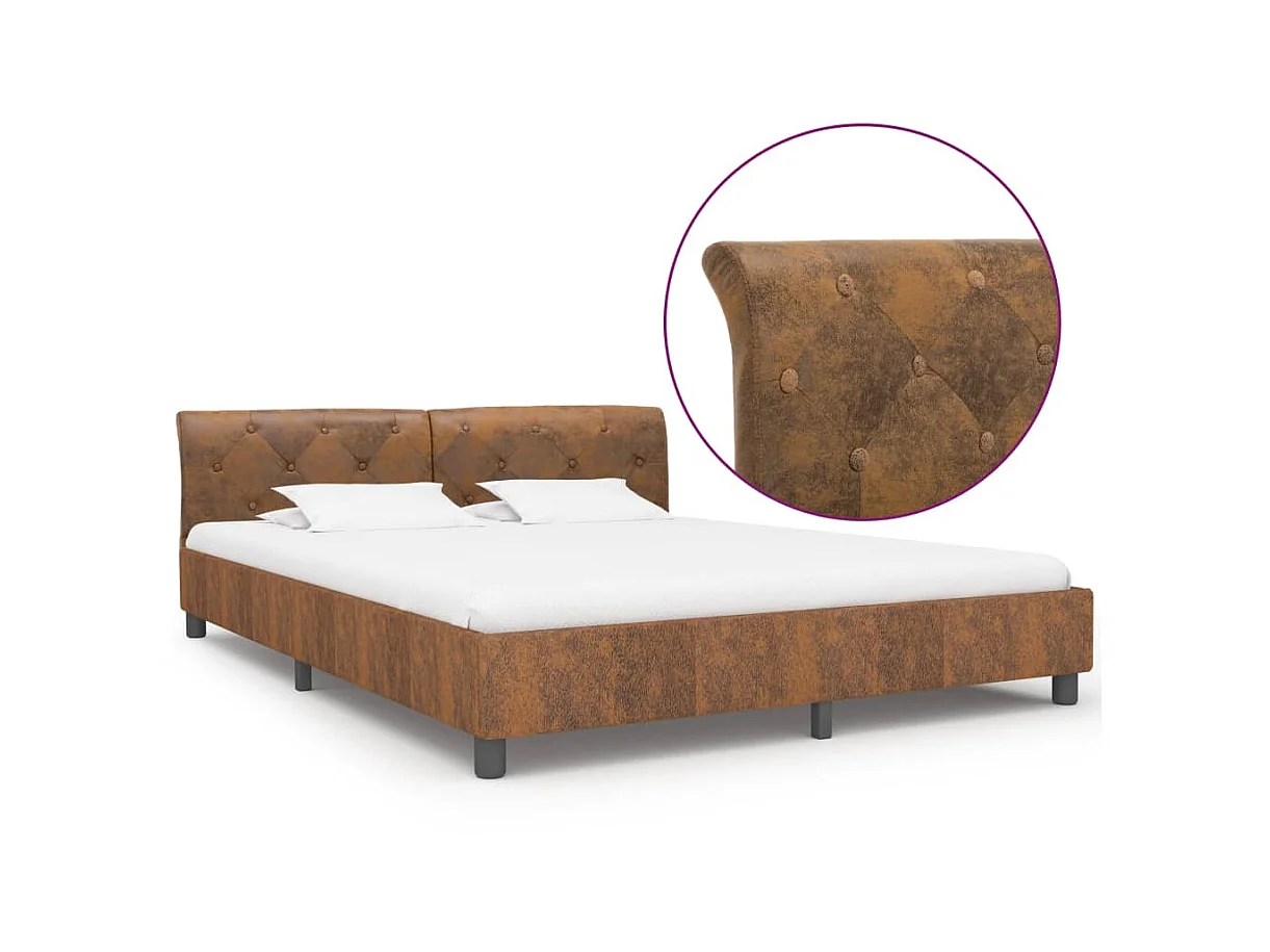 Lit-180x200 cm Marron Similicuir daim EGGB98250