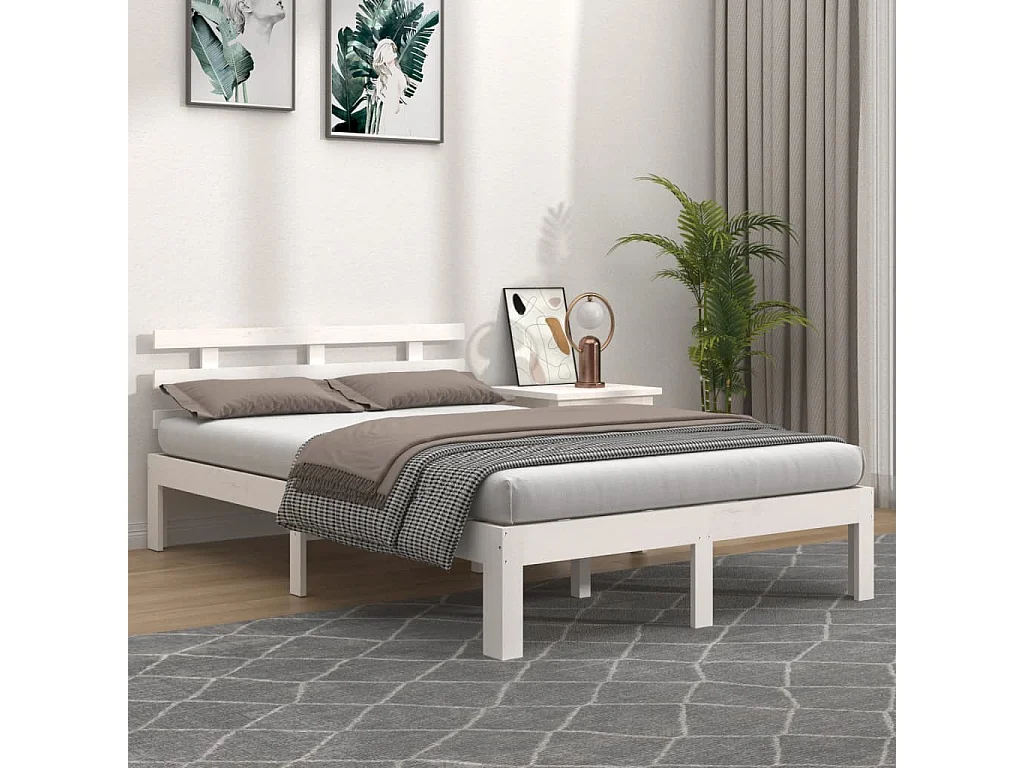 Bedframe massief hout wit 140x190 cm NL27643