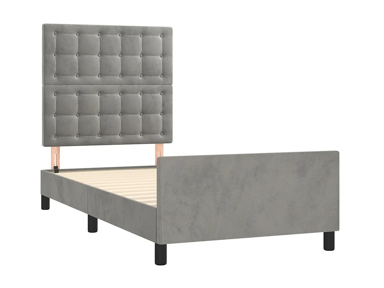 Cama 80x200 cm con cabecero terciopelo gris claro ES77694