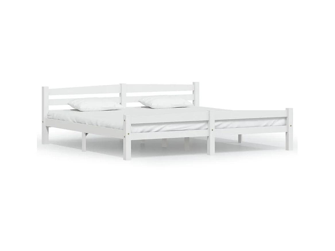 Lit-200x200 cm Blanc Bois de pin massif EGGB10055