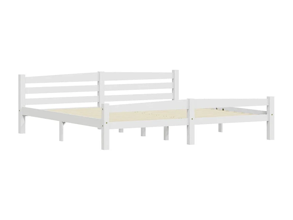 Lit-200x200 cm Blanc Bois de pin massif EGGB10055