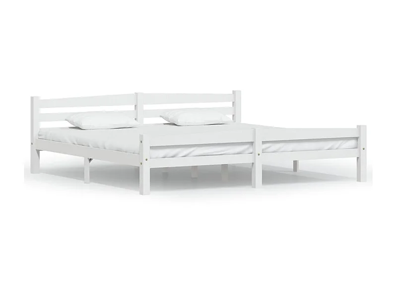 Lit-200x200 cm Blanc Bois de pin massif EGGB10055