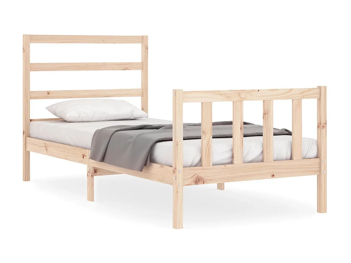 Bedframe met hoofdbord massief hout 90x190 cm NL56718
