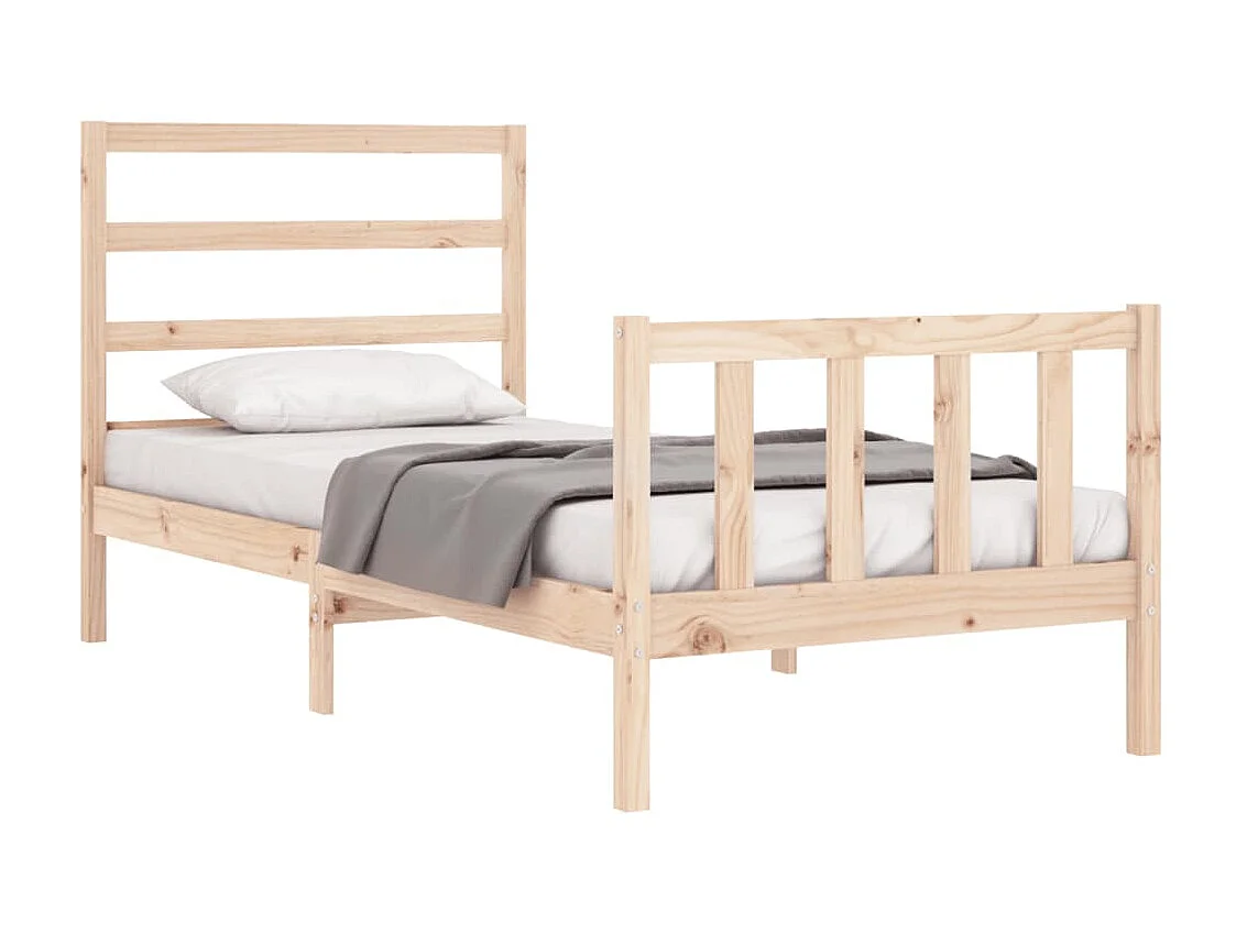 Bedframe met hoofdbord massief hout 90x190 cm NL56718