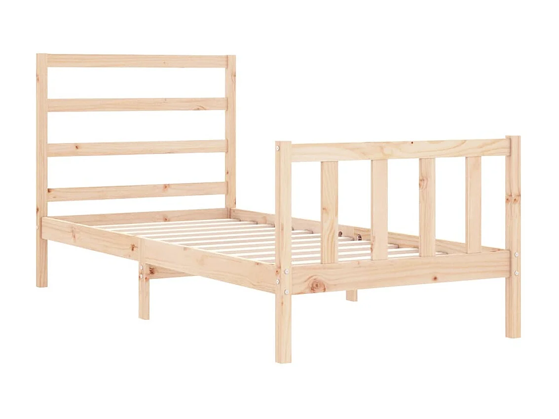 Bedframe met hoofdbord massief hout 90x190 cm NL56718