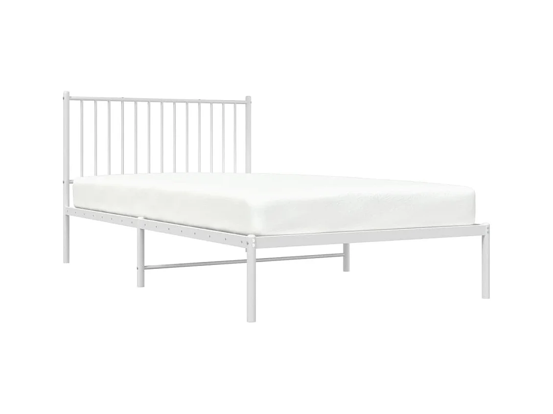 Cama 100x200 cm de metal con cabecero blanco ES30531
