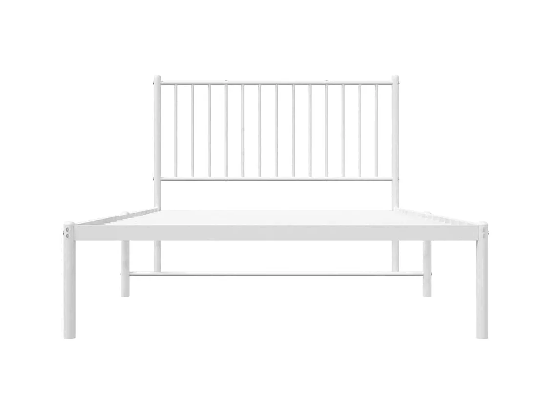 Cama 100x200 cm de metal con cabecero blanco ES30531