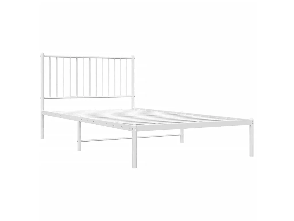 Cama em metal com cabeceira 107x203 cm branco PT697918