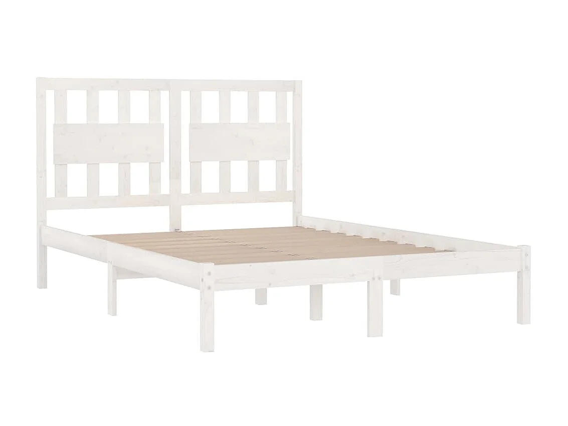 Lit-140x190 cm Blanc Bois de pin massif EGGB72301