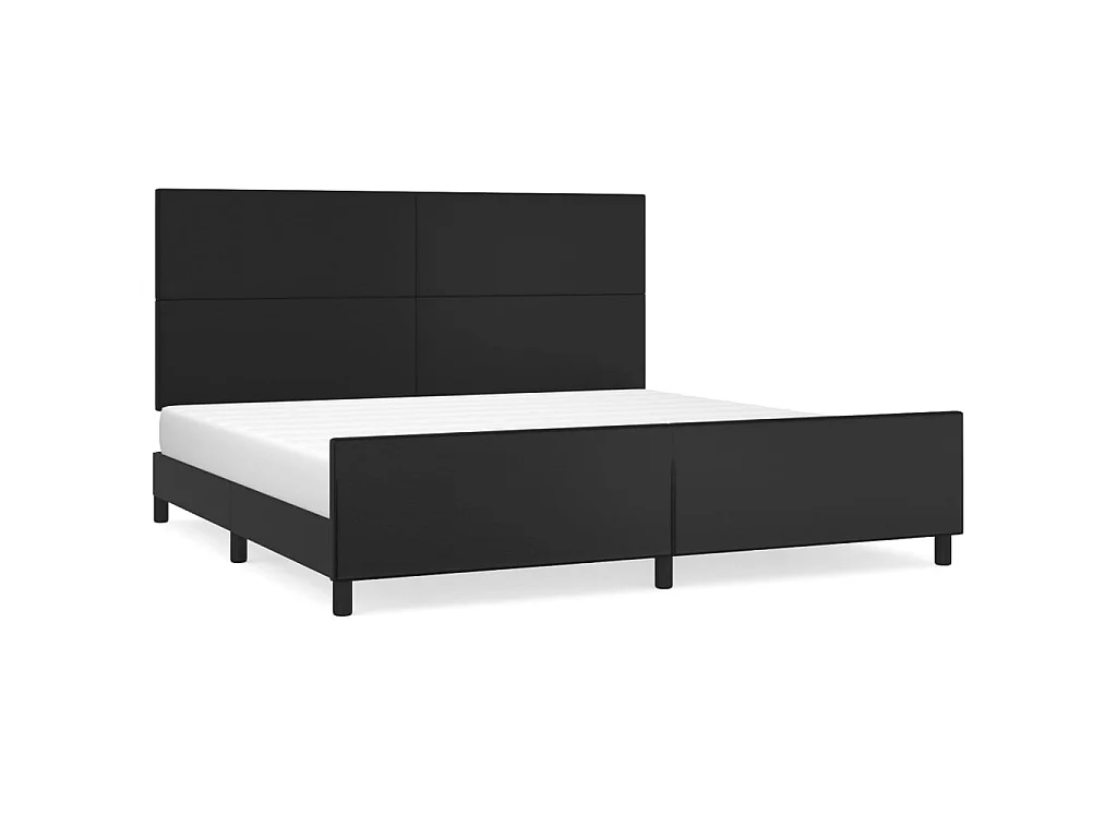 Cama 200x200 cm con cabecero cuero sintético negro ES34037