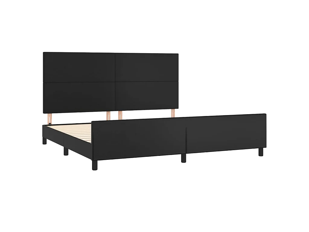 Cama 200x200 cm con cabecero cuero sintético negro ES34037