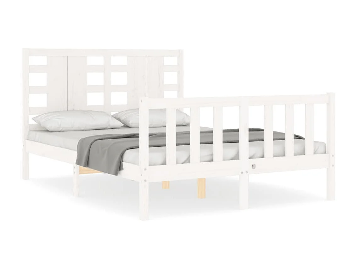 Lit-120x190 cm avec tête de lit blanc petit double bois massif EGGB81180