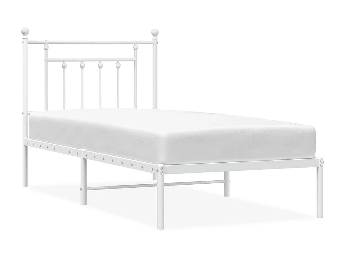 Cama com cabeceira 90x200 cm metal branco PT682865