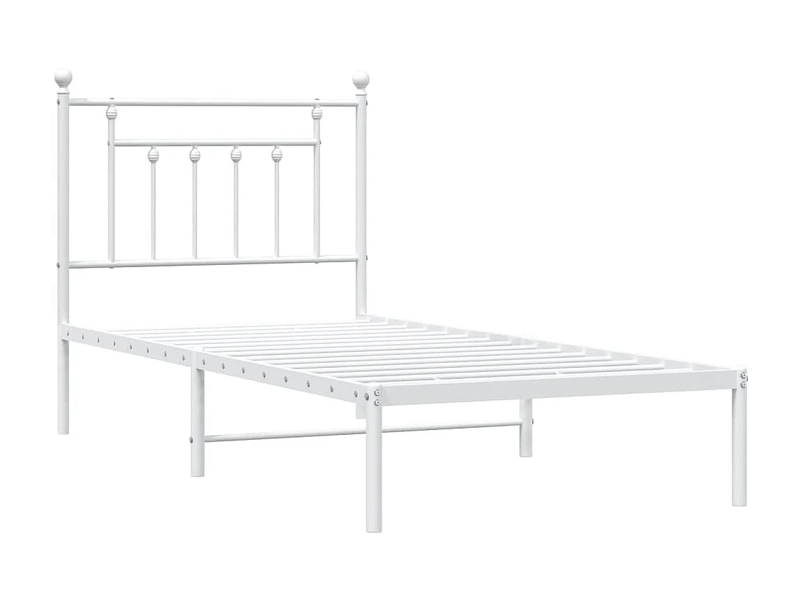Cama com cabeceira 90x200 cm metal branco PT682865