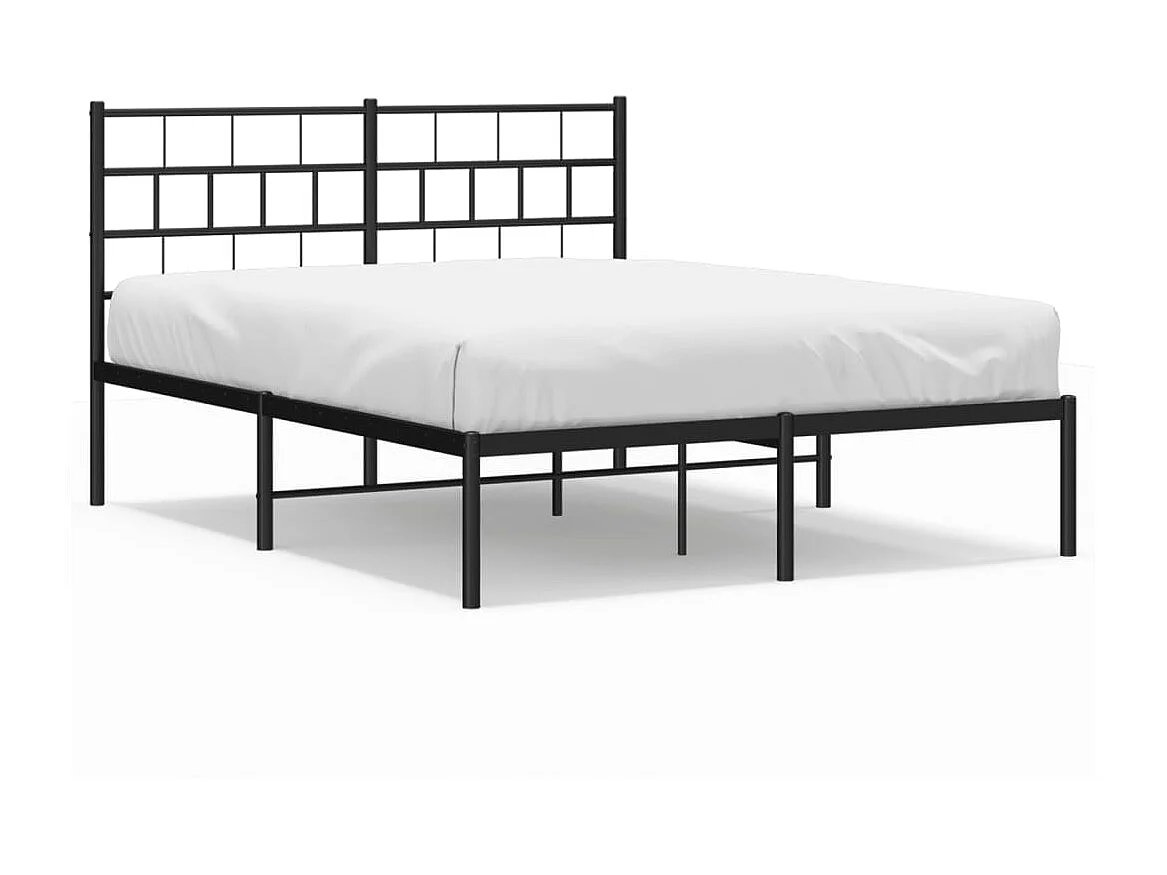 Cama 160x200 cm con cabecero metal negro ES48582