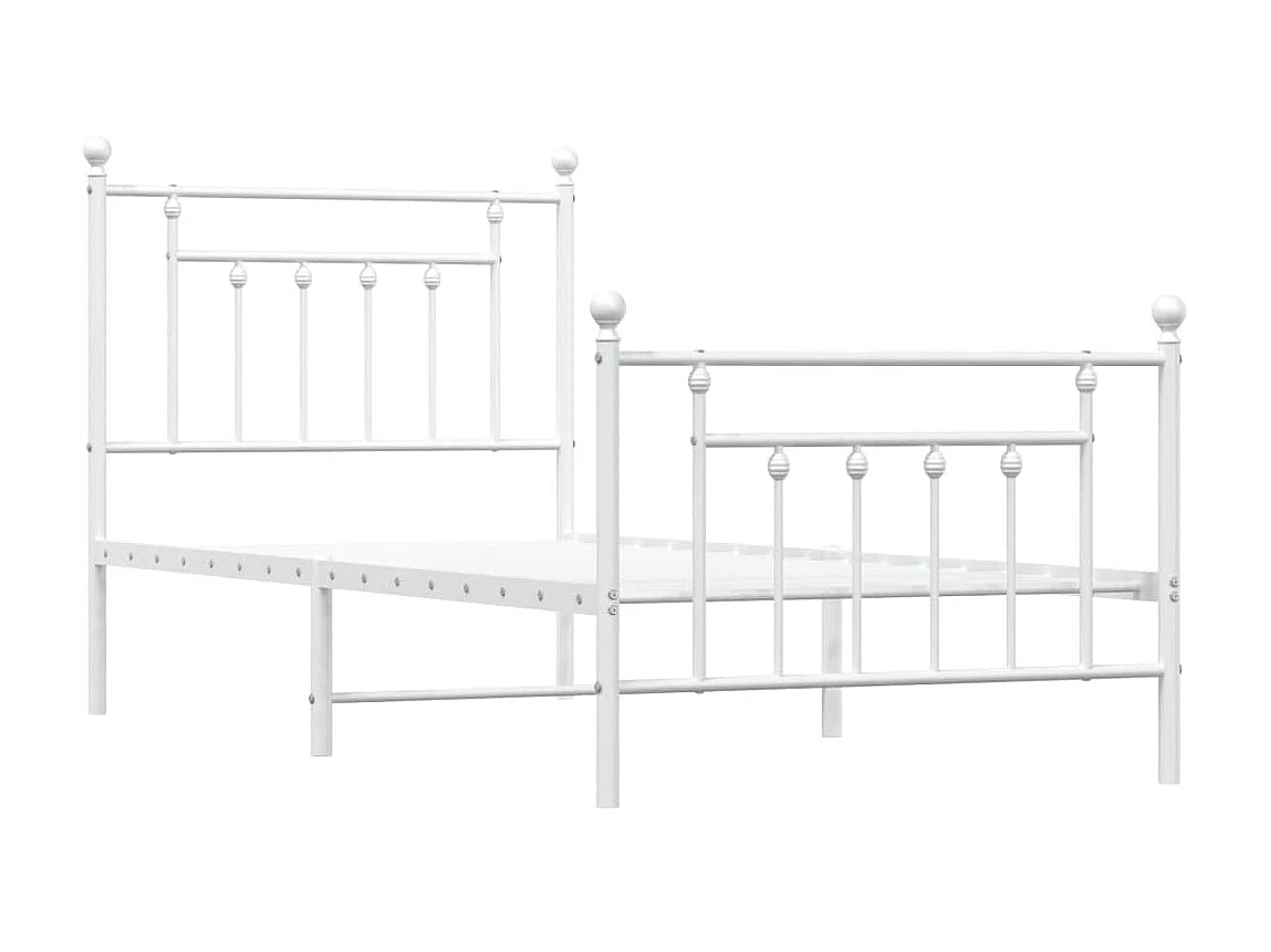 Lit-80x200 cm métal avec tête de lit/pied de lit blanc EGGB92884