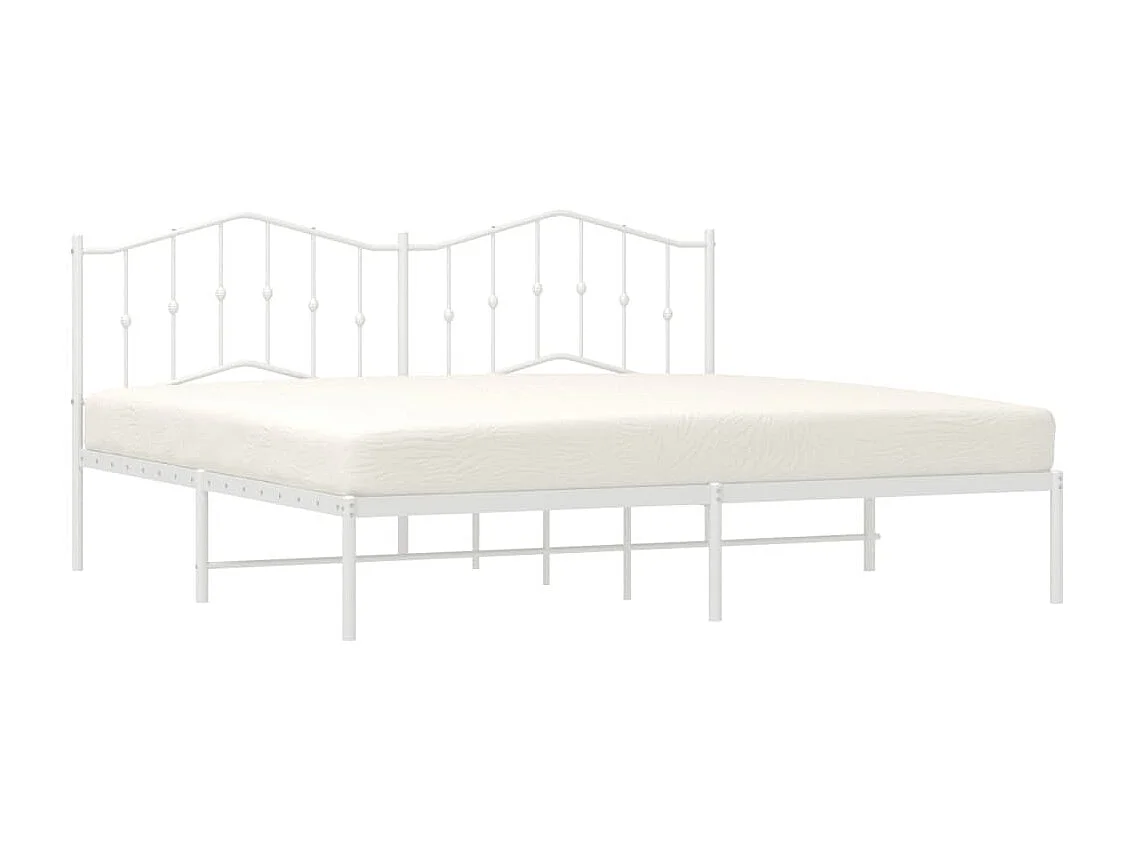 Cama 190x200 cm de metal con cabecero blanco ES62700