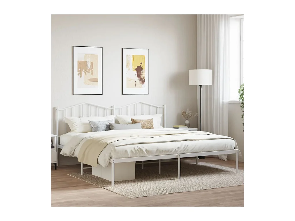 Bedframe met hoofdbord metaal wit 193x203 cm NL78335