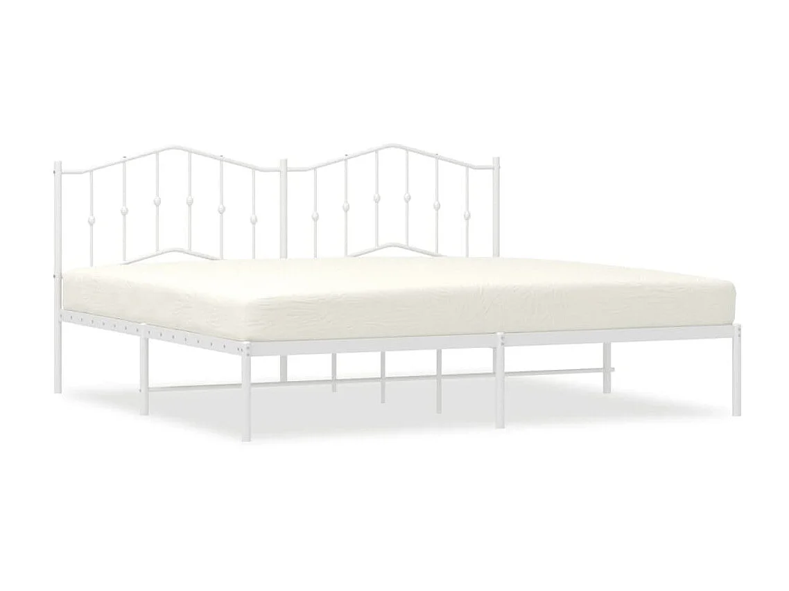 Lit-193x203 cm métal avec tête de lit blanc EGGB96802