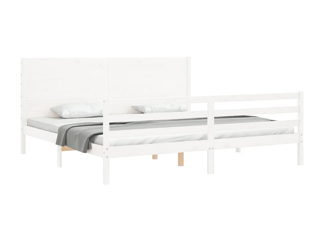 Cama com cabeceira 200x200cm madeira maciça branco PT631119